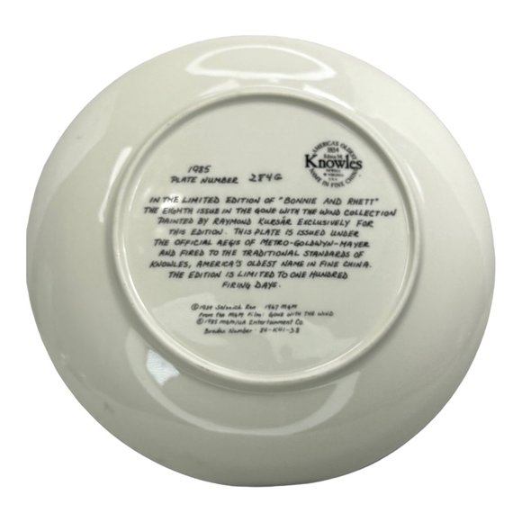 Gone With The Wind "Bonnie and Rhett" Fine China Plate 8.5" Vintage 1985 Knowles - Picture 4 of 7